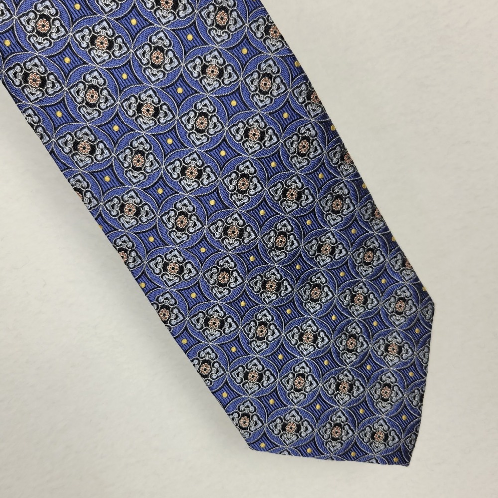 Vtg 90s Jos A Bank Signature Collection Silk Necktie Geometric Medallion Pattern